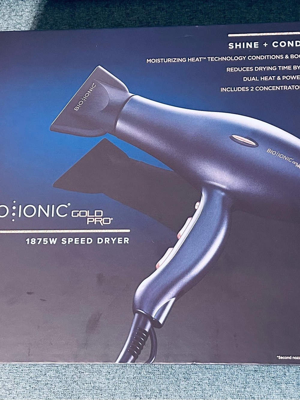NWT Bio Ionic Gold Pro 1875W Speed Dryer - Metallic Blue NIB